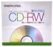 Memorex High Speed CD-RW 12x700MB Blank Disc 80 Min 5 Pack Sealed!
