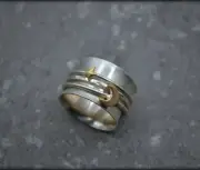 Solid 925 Sterling Silver Celestial Fidget Spinner Ring Moon Star Design For Her