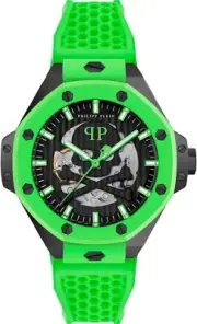 Philipp Plein PWPFA0624 $KELETON ROYAL Automatic black green Men's Watch NEW