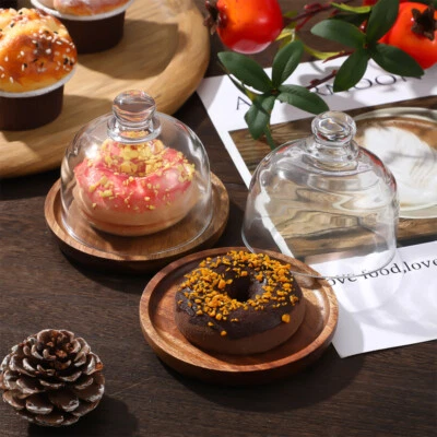 2 Sets Dessert Display Plate Serving Trays Baby Cake Stand with Dome Lid