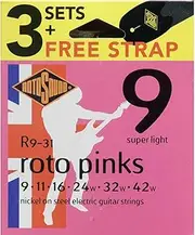 Rotosound R9-31 Electric Guitar Strings with Strap (Pack of 3)