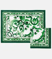 [Dolce & Gabbana Casa] Dolce & Gabbana Casa Majolica linen placemat and napkin set One Size green