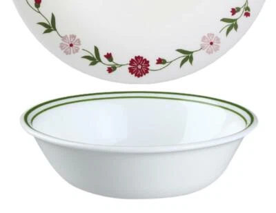 ❤1 CORELLE Livingware SPRING PINK 18-oz SOUP Cereal Salad BOWL 6.25" Green Bands