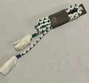 J. Crew Woven Braided Tie Belt Dark Green Light Blue Tassels Boho One Size New