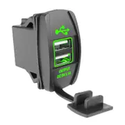 Dual USB Charger 12V/24V Fast Charge Socket Waterproof Quick Charger for Cars Boats-Green