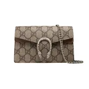 GUCCI Dionysus Super Mini $1100 Beige GG Canvas Shoulder Bag New And Authentic