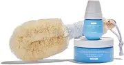 Bushbalm Ingrown Razor Bumps 3 Step Routine - Ingrown Hair Oil (30 ml), Exfoliating Scrub (236 ml), and Nordic Dry Brush - Nude Scent