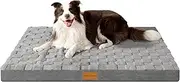Patas Lague Orthopedic XL Dog Bed for Large Dogs 42''X28'', Waterproof Big Large Checkered Pattern Dog Beds with Removable Washable Cover,Egg Crate Foam Pet Bed Mat with Nonskid Bottom, Grey