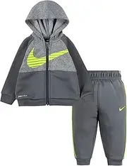 [Nike] Boy`s 2 Piece Therma-FIT Zip Hoodies & Pants Set (Black(66D695-KE4)/Volt