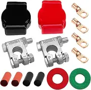 Ampper Military Spec Battery Terminal and Cover Top Post Kit with 4 Lugs and Heatshrink for Marine Car Boat RV and Vehicles (Kit)