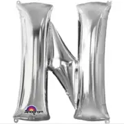 Anagram Balloons (Letter N) Foil Mylar Balloon 32" Silver SuperShape