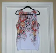 Chico's TOUCH of COOL FLORAL TANK TOP Size 4 XXL 20 22 Nectarine Cream NWT $40