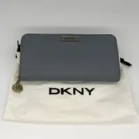 在飛比找蝦皮購物優惠-DKNY 皮夾 長夾 拉鏈 防刮 牛皮 灰色 桃紅色 金扣 