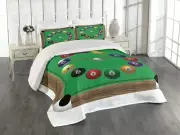 Lunarable Billiard Coverlet, Digital Drawn Pool Table Look Clock Design with