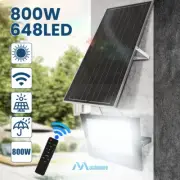 800W LED Solar Flood Light IP67 Dusk to Dawn 30AH Battery 35W Solar Panel+Remote
