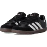 NWT adidas Unisex Big Kid Samba Indoor Sneaker, Black/White/Gum-Size 5.5