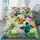 Single/Double/Queen/King Bed Doona/Quilt/Duvet Cover Set Linen Green Butterfly