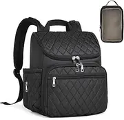 Diaper Backpack, 14x12x6 Inch Portable Large Capacity Baby Travel Bag with Independent Pouch & Pad, Baby Supplies with Insulated Bottle Compartment, Water-Repellent
