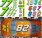 LIME GREEN (#7's) Racing Numbers Decal Sticker Sheet 1/8-1/10-1/12 RC4WD XRAY