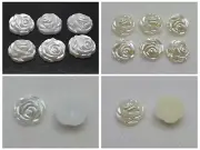 200 Acrylic Pearl Flatback Engraving Rose Flower Cabochon 12mmBow Center No Hole