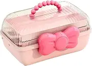 Xeihuul Hair Accessories Organiser - Jewellery Box with Bow, Cute Hair Accessories Storage Box for Girls, Three-Layer Storage Organiser with Portable Handle