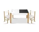 Kids Childrens Chalk Board Activity Play Table & Chair Set w Storage Compartment