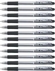 Pentel WOW! 1.0mm Broad Nib Retractable Ballpoint Pen Black Ink, Box of 12 Pens (BK420-A)