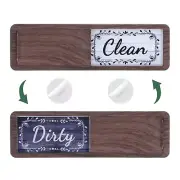 Dishwasher Magnet Clean Dirty Sign Wood Grain Flower Edge Sign, Dark Brown