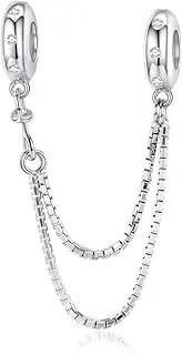 [Teleye] Simple Chain Safety Chain Charm for Bracelet, 925 Sterling Silver Charm Fits for Pandora Bracelet