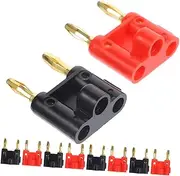 MOLUCKFU Pcs Gold Plated Banana Plugs Dual Banana Connectors for Speaker Wire Screw-Type