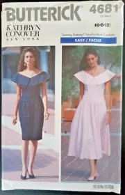 Vntg Butterick 4681 Sew Pattern Kathryn Conover Easy Dress Petite Misses 6 8 10