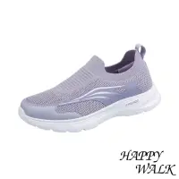 在飛比找momo購物網優惠-【HAPPY WALK】網面休閒鞋/透氣網面飛織流線設計套腳