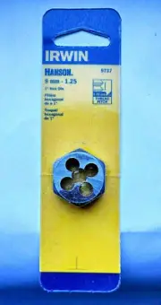 Irwin Hanson Hexagon Die 9737 - 9mm - 1.25 Irwin Hanson High Carbon Steel