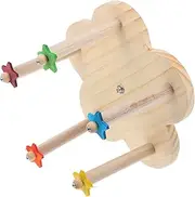 ROMISBABA Wooden Bird Perch Stand Rotatable Ferris Wheel for Parakeets Macaws Finches Durable Exercise to Enhance Coordination Balance Skills Bird Cage Accessory