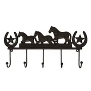 Country Kitchen Wrought Iron Horse & Lucky Horseshoe Hook Hanger