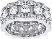 [JewelryWeb] 925 Sterling Silver Mens CZ Simulated Diamond Presidential Size 10 8mm Eternity Ring Band Wedding-Band for Men