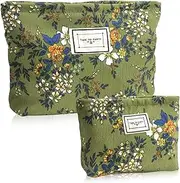 [BINYI] Cosmetic Bag Toiletry Bag Make Up Bag Travel Wash Bag Cord Make Up Organiser Wash Bag Small Toiletry Bag Makeup Bag Multifunctional Cosmetic Bag Set for Women Girls Dark Green, Dark Green, False