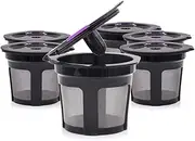 Coffee Capsules Cup Refillable Reusable Coffee Filters Capsule Pods Integrated Design Stainl Steel Mesh Strainer Replacement for 2.0 and 1.0 with Brush & Spoon 8-Pack Black 6 PCS