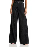 Alice and Olivia Trish Baggy Jeans in Maya Charcoal Black