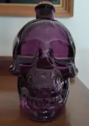 Large Glass Skull Purple Bottle with Cork Halloween 5.5" H Free shipping!