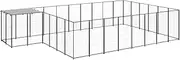 Dog Kennel, Heavy Duty Steel Cage for Outdoor Use, Large Animal House, Covered Run, Perfect Pet Enclosure & Kennels for Dogs - Black, 15.73 m虏