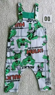 Bonds X Custom Made Overalls. Green Hulk Size 00. Brand New