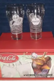 NEW Vtg (6)Santa Always Coca-Cola / Coke Winter Snow Fountain Bell Glass Cup