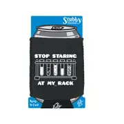 Stop Staring At My Rack - Funny Novelty Stubby Holder With Base