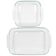 Pyrex 233 Square 3qt Dish & 222 2qt Rectangle Glass Casserole Baking Dish