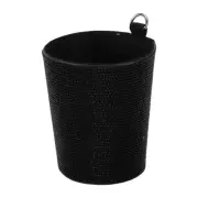 Car Trash Can Portable Air Vent Rhinestone Faux Leather Trash Bin Black 1 Pcs