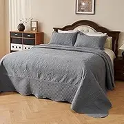 EVENHUG Quilt King California Size Bedding Set with Pillow Sham Lightweight Oversized King Bedspreads Coverlet Soft Reversible Bed Cover for All Season 3 Piece (Light Grey 120"x128")