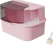 Folpus Enclosed Cat Litter Box Enclosed Cat Potty Detachable Large Cats Litter Pan Cat Toilet Sandbox for Small and Large Cats, Pink