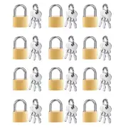 12 Pack Padlock Small Padlock Solid Brass Locks with 3 Key for Luggage5339