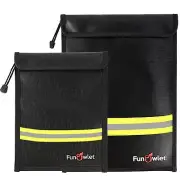Fireproof Waterproof Money Document Bag - 2 Pack Safe Upgraded Zipper Bags, F...